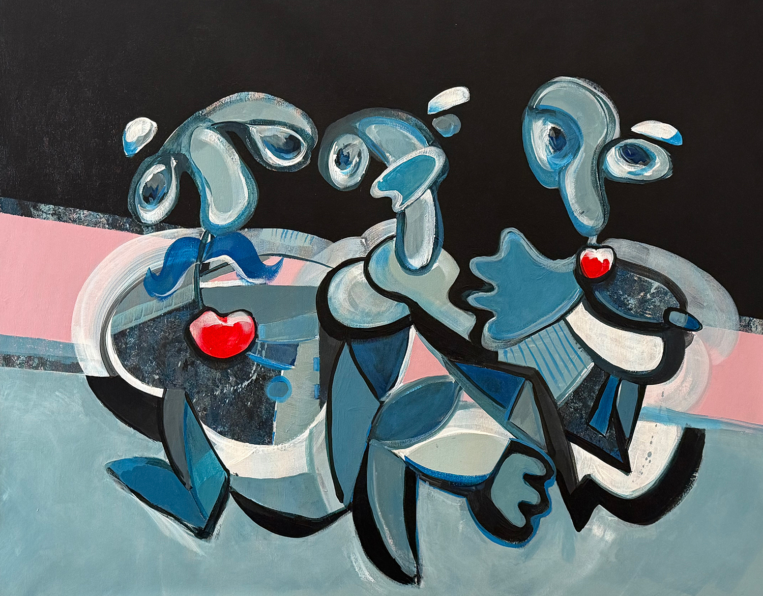 These figures are so heavily tangled and blended together sharing once their stories, laughter and sorrows.